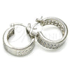 Rhodium Plated Small Hoop, with White Cubic Zirconia, Polished, Rhodium Finish, 02.210.0266.7.20