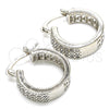 Rhodium Plated Small Hoop, with White Cubic Zirconia, Polished, Rhodium Finish, 02.210.0266.7.20