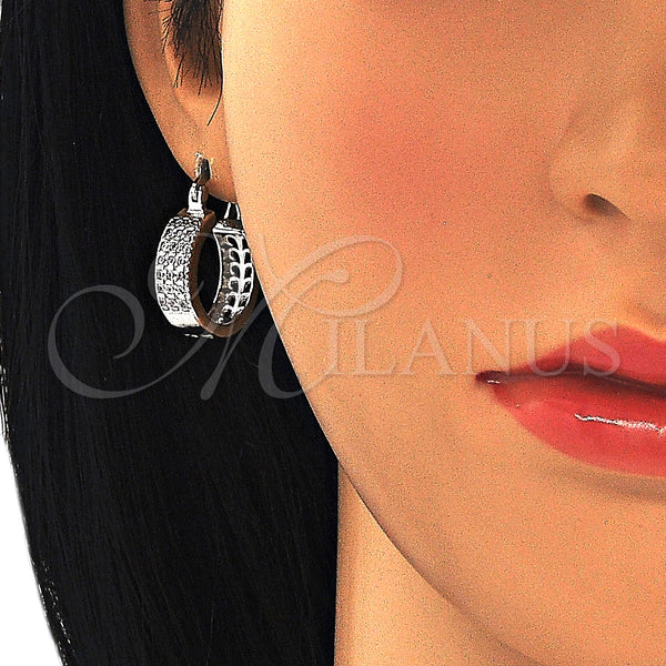 White Gold Filled Hoop Earrings — Small Hoop with White Cubic Zirconia Polished 02. — alternate product view — SKU 126934 | Oro Laminado Blanco aretes de aro — Small Hoop with blanco Cubic Zirconia pulido 02. — SKU 126934