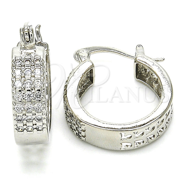White Gold Filled Hoop Earrings — Small Hoop with White Cubic Zirconia Polished 02. — main product view — SKU 126934 | Oro Laminado Blanco aretes de aro — Small Hoop with blanco Cubic Zirconia pulido 02. — SKU 126934