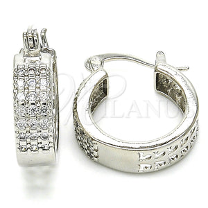 White Gold Filled Hoop Earrings — Small Hoop with White Cubic Zirconia Polished 02. — main product view — SKU 126934 | Oro Laminado Blanco aretes de aro — Small Hoop with blanco Cubic Zirconia pulido 02. — SKU 126934