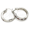 Rhodium Plated Small Hoop, with Garnet and White Cubic Zirconia, Polished, Rhodium Finish, 02.210.0267.6.25