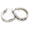 Rhodium Gold Filled Small Hoop, with Garnet and White Cubic Zirconia, Polished, Rhodium Finish, 02.210.0267.6.25