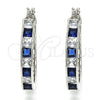 Rhodium Gold Filled Small Hoop, with Sapphire Blue and White Cubic Zirconia, Polished, Rhodium Finish, 02.210.0267.7.25