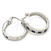 Rhodium Gold Filled Small Hoop, with Sapphire Blue and White Cubic Zirconia, Polished, Rhodium Finish, 02.210.0267.7.25