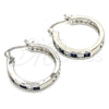 Rhodium Gold Filled Small Hoop, with Sapphire Blue and White Cubic Zirconia, Polished, Rhodium Finish, 02.210.0267.7.25