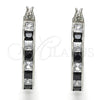 Rhodium Plated Small Hoop, with Black and White Cubic Zirconia, Polished, Rhodium Finish, 02.210.0267.8.25