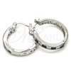 Rhodium Plated Small Hoop, with Black and White Cubic Zirconia, Polished, Rhodium Finish, 02.210.0267.8.25