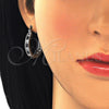 Rhodium Gold Filled Small Hoop, with Black and White Cubic Zirconia, Polished, Rhodium Finish, 02.210.0267.8.25