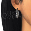 Rhodium Gold Filled Small Hoop, with Black and White Cubic Zirconia, Polished, Rhodium Finish, 02.210.0267.8.25