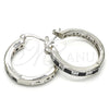Rhodium Gold Filled Small Hoop, with Black and White Cubic Zirconia, Polished, Rhodium Finish, 02.210.0267.8.25