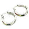 Rhodium Gold Filled Small Hoop, with Multicolor Cubic Zirconia, Polished, Rhodium Finish, 02.210.0267.9.25