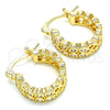 Oro Laminado Small Hoop, Gold Filled Style with White Cubic Zirconia, Polished, Golden Finish, 02.210.0268.15