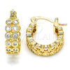 Oro Laminado Small Hoop, Gold Filled Style with White Cubic Zirconia, Polished, Golden Finish, 02.210.0268.15