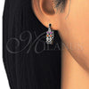 Rhodium Gold Filled Small Hoop, with Multicolor Cubic Zirconia, Polished, Rhodium Finish, 02.210.0268.6.15