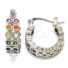 Rhodium Gold Filled Small Hoop, with Multicolor Cubic Zirconia, Polished, Rhodium Finish, 02.210.0268.6.15