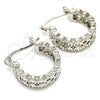 Rhodium Plated Small Hoop, with White Cubic Zirconia, Polished, Rhodium Finish, 02.210.0268.7.15