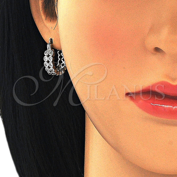 White Gold Filled Hoop Earrings — Small Hoop with White Cubic Zirconia Polished 02. — alternate product view — SKU 126952 | Oro Laminado Blanco aretes de aro — Small Hoop with blanco Cubic Zirconia pulido 02. — SKU 126952