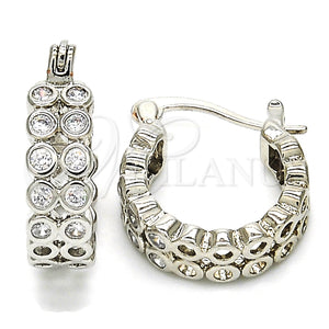 White Gold Filled Hoop Earrings — Small Hoop with White Cubic Zirconia Polished 02. — main product view — SKU 126952 | Oro Laminado Blanco aretes de aro — Small Hoop with blanco Cubic Zirconia pulido 02. — SKU 126952