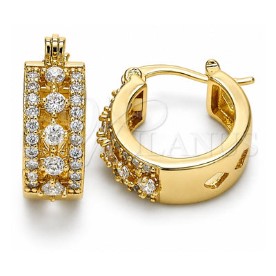 Oro Laminado Small Hoop, Gold Filled Style with White Cubic Zirconia, Polished, Golden Finish, 02.210.0269.15