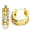 Oro Laminado Small Hoop, Gold Filled Style with White Cubic Zirconia, Polished, Golden Finish, 02.210.0269.15