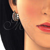 Oro Laminado Small Hoop, Gold Filled Style with Garnet and White Cubic Zirconia, Polished, Golden Finish, 02.210.0269.1.15