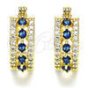 Oro Laminado Small Hoop, Gold Filled Style with Sapphire Blue and White Cubic Zirconia, Polished, Golden Finish, 02.210.0269.2.15