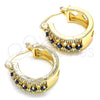Oro Laminado Small Hoop, Gold Filled Style with Sapphire Blue and White Cubic Zirconia, Polished, Golden Finish, 02.210.0269.2.15