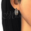 Oro Laminado Small Hoop, Gold Filled Style with Black and White Cubic Zirconia, Polished, Golden Finish, 02.210.0269.3.15