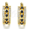 Oro Laminado Small Hoop, Gold Filled Style with Black and White Cubic Zirconia, Polished, Golden Finish, 02.210.0269.3.15