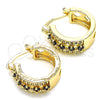 Oro Laminado Small Hoop, Gold Filled Style with Black and White Cubic Zirconia, Polished, Golden Finish, 02.210.0269.3.15