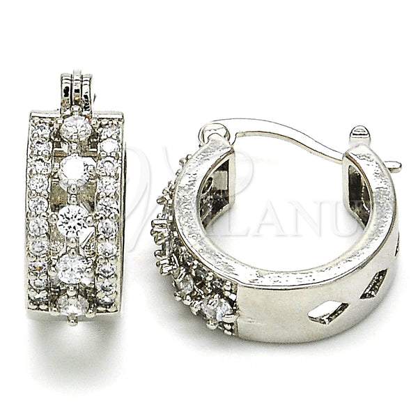 Rhodium Plated Children Hoop, with White Cubic Zirconia, Polished, Rhodium Finish, 02.210.0269.5.15