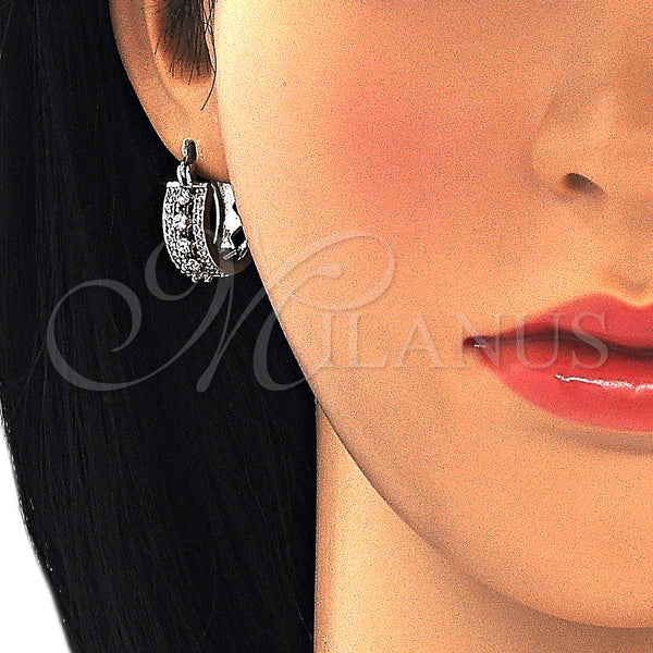 White Gold Filled Hoop Earrings — Children Hoop with White Cubic Zirconia Polished 02. — alternate product view — SKU 126958 | Oro Laminado Blanco aretes de aro — Children Hoop with blanco Cubic Zirconia pulido 02. — SKU 126958