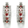 Rhodium Gold Filled Small Hoop, with Garnet and White Cubic Zirconia, Polished, Rhodium Finish, 02.210.0269.6.15