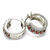 Rhodium Gold Filled Small Hoop, with Garnet and White Cubic Zirconia, Polished, Rhodium Finish, 02.210.0269.6.15