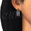 Rhodium Gold Filled Small Hoop, with Sapphire Blue and White Cubic Zirconia, Polished, Rhodium Finish, 02.210.0269.7.15