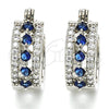 Rhodium Gold Filled Small Hoop, with Sapphire Blue and White Cubic Zirconia, Polished, Rhodium Finish, 02.210.0269.7.15