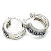 Rhodium Gold Filled Small Hoop, with Sapphire Blue and White Cubic Zirconia, Polished, Rhodium Finish, 02.210.0269.7.15