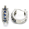 Rhodium Gold Filled Small Hoop, with Sapphire Blue and White Cubic Zirconia, Polished, Rhodium Finish, 02.210.0269.7.15