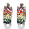 Rhodium Plated Small Hoop, with Multicolor Cubic Zirconia, Polished, Rhodium Finish, 02.210.0269.9.15