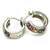 Rhodium Plated Small Hoop, with Multicolor Cubic Zirconia, Polished, Rhodium Finish, 02.210.0269.9.15