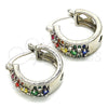 Rhodium Plated Small Hoop, with Multicolor Cubic Zirconia, Polished, Rhodium Finish, 02.210.0269.9.15
