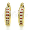 Oro Laminado Small Hoop, Gold Filled Style with Garnet and White Micro Pave, Polished, Golden Finish, 02.210.0270.1.20