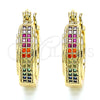 Oro Laminado Small Hoop, Gold Filled Style with Multicolor Micro Pave, Polished, Golden Finish, 02.210.0270.3.20