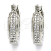 Rhodium Plated Small Hoop, with White Micro Pave, Polished, Rhodium Finish, 02.210.0270.4.20
