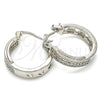 Rhodium Plated Small Hoop, with White Micro Pave, Polished, Rhodium Finish, 02.210.0270.4.20