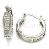 Rhodium Plated Small Hoop, with White Micro Pave, Polished, Rhodium Finish, 02.210.0270.4.20