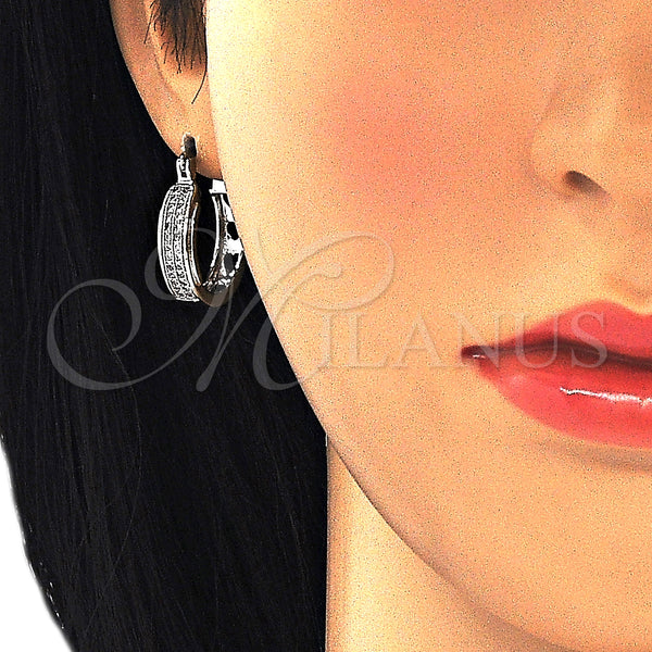 White Gold Filled Hoop Earrings — Small Hoop with White Micro Pave Polished 02. — alternate product view — SKU 126967 | Oro Laminado Blanco aretes de aro — Small Hoop with blanco Micro Pave pulido 02. — SKU 126967