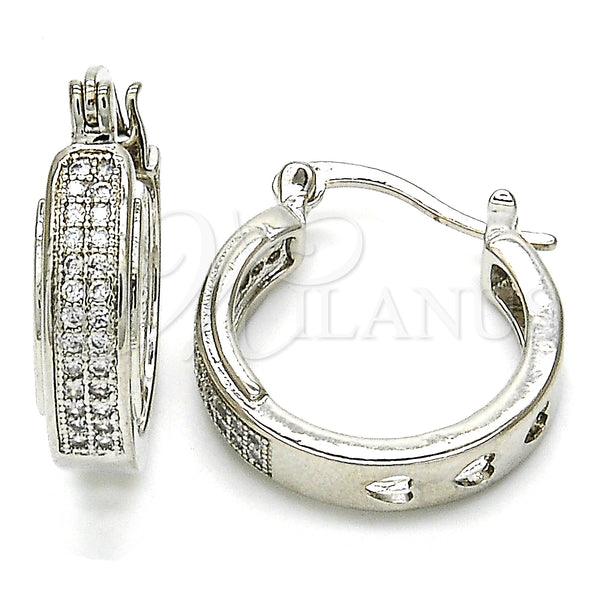 White Gold Filled Hoop Earrings — Small Hoop with White Micro Pave Polished 02. — main product view — SKU 126967 | Oro Laminado Blanco aretes de aro — Small Hoop with blanco Micro Pave pulido 02. — SKU 126967