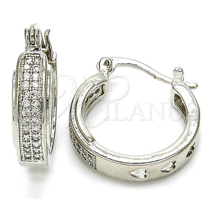 White Gold Filled Hoop Earrings — Small Hoop with White Micro Pave Polished 02. — main product view — SKU 126967 | Oro Laminado Blanco aretes de aro — Small Hoop with blanco Micro Pave pulido 02. — SKU 126967